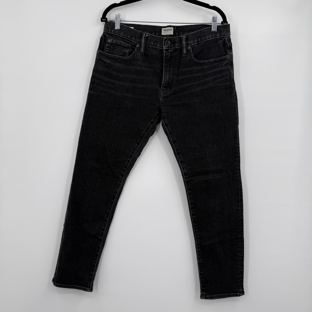 Todd Snyder Jeans Mens 31 Charcoal Wash Slim Tapered Stretch Denim Black